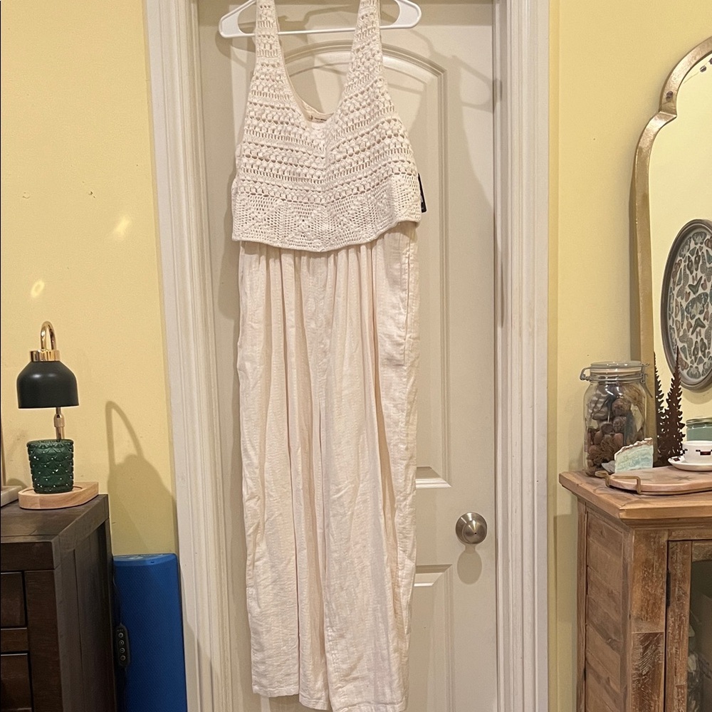 Lucky Brand Cream Crochet Jumpsuit